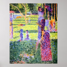 Die Paare durch Georges Seurat, Vintager Pointilli Posterdruck