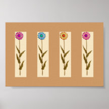 Die Retro Blumen Posterdruck