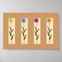 Die Retro Blumen Plakatdrucke