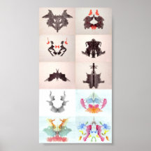 Die Rorschach Test-Tinte befleckt allen 10 Teller  Poster