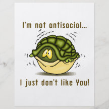 die Schildkröte, die gerade nicht antisozial ist,  Individuelle Flyer