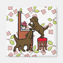 Die Schokoladen-Labrador-Welpen-Duo der Mammas Kühlschrankmagnet