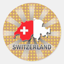 Die Schweiz-Flaggen-Karte 2,0 Runder Sticker
