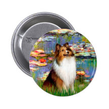 Die Shetlandinseln-Schäferhund (BZ) - Lilien 2 Anstecknadelbutton