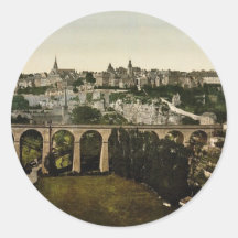 Die Stadt, Luxemburg-Klassiker Photochrom Runder Aufkleber