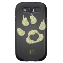 Die Tatzen-Druck-GoldGlitter-Gewohnheits-Initialen Galaxy S3 Hüllen