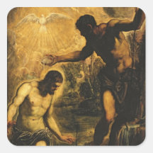 Die Taufe von Christus (Öl auf Leinwand) Aufkleber