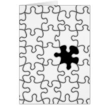 Die vermisste Puzzlespiel-Stück-Hintergrund-Schabl Grußkarte