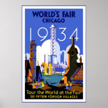 Die Vintage Messe Reise-Plakat-Chicago-Welt 3 1934