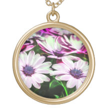 Digital Field of Pink and Purple Flowers Custom Jewelry
