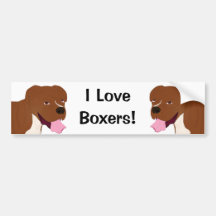 Digital-Porträt eines Boxer-Hundelächelns Autoaufkleber