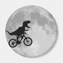 Dinosaurier auf einem Fahrrad im Himmel mit Mond Kühlschrankmagnete