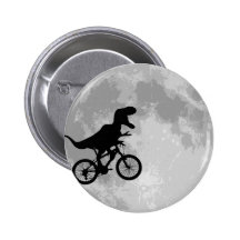 Dinosaurier auf einem Fahrrad im Himmel mit Mond-S Buttons
