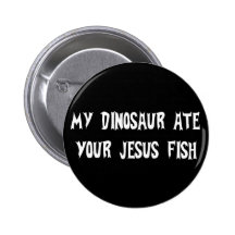 Dinosaurier isst Jesus-Fische Anstecknadelbuttons