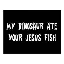 Dinosaurier isst Jesus-Fische Postkarten
