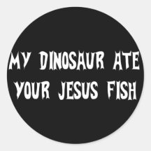 Dinosaurier isst Jesus-Fische Runder Aufkleber