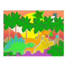 Dinosaurier-Sonnenuntergang-Postkarte