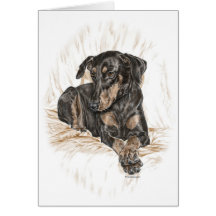 Dobermannpinscher-Hund mit den natürlichen Ohren Grußkarte