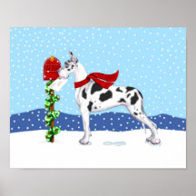 Dogge-Weihnachtspost-Harlekin Posterdrucke