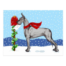 Dogge-Weihnachtspost-Schwarzes Postkarte