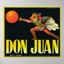 Don Juan Vintager Kisten-Aufkleber Poster