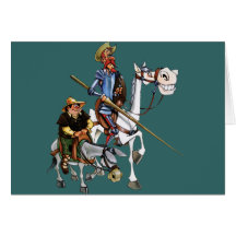 DON QUIJOTE, SANCHO, ROCINANTE y RUCIO - Cervantes Grußkarte