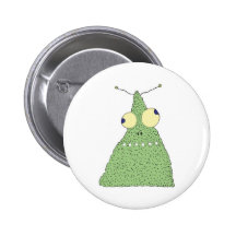 doof grünes Klecksmonster Button