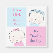 Doppeljungen-Mädchen-blauer rosa Baby-Magnet Magnete