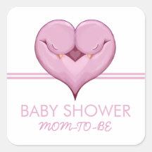 Doppeltauben-Herzrosa Babyparty-Geschenk-Aufkleber
