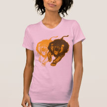 Doppelter Tau des Löwe-Frauen-T-Shirts (Gold)