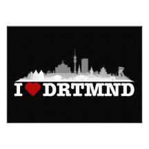Dortmund City Skyline Karte / Klappkarte Individuelle Einladungskarten
