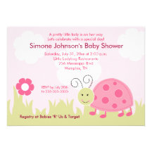 Dottie Marienkäfer-Mädchen-Babyparty-Einladung 4x6