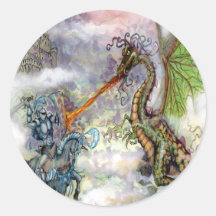 Drache des Ritter-n Runder Sticker
