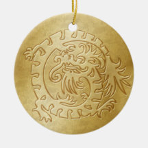 Drache-Ikone - Gold auf Gold - 3 Ornamente