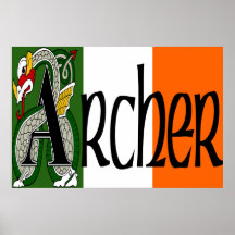 Drache-Plakat-Druck Bogenschützen keltischer