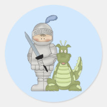 Drache-Ritter Runder Aufkleber