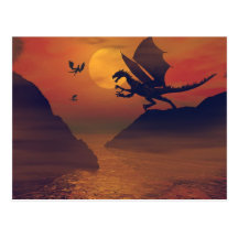 Drache-Sonnenuntergang-Postkarte