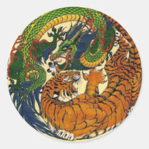 DRACHE-TIGER RUNDE AUFKLEBER
