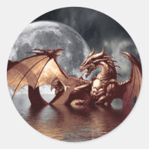 Drache-u. Mond-Aufkleber