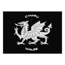 Drache von Wales (Cymru) in Schwarzem und im Grau Ankündigungskarten