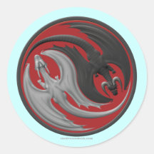 Drache Yin-Yang Runde Sticker