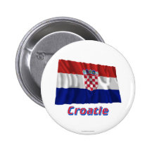 Drapeau Croatie Avec le Nom en français Button
