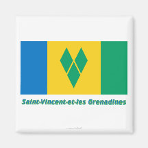Drapeau Heilig-Vincent-und-les Grenadinen, françai Magnete