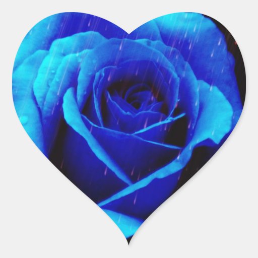 Drastische blaue Rose Herz-Aufkleber | Zazzle