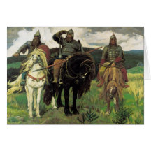 Drei Bogatyrs (1898) durch Druck Viktor Vasnetsov Grußkarten