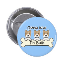 Drei Pitbulls Anstecknadelbuttons
