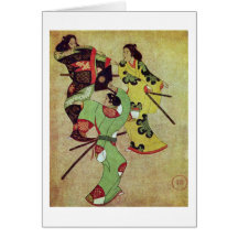 Drei tanzende Samurais durch Katsushige Iwasa Grußkarte