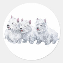 Drei Westhochland-weiße Terrier Runder Sticker