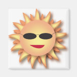 Dreidimensionaler Cartoon Sun mit Schatten Magnets