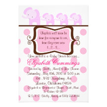 Dreiergruppebabydusche laden Elefant niedlichen ro Personalisierte Ankündigungen